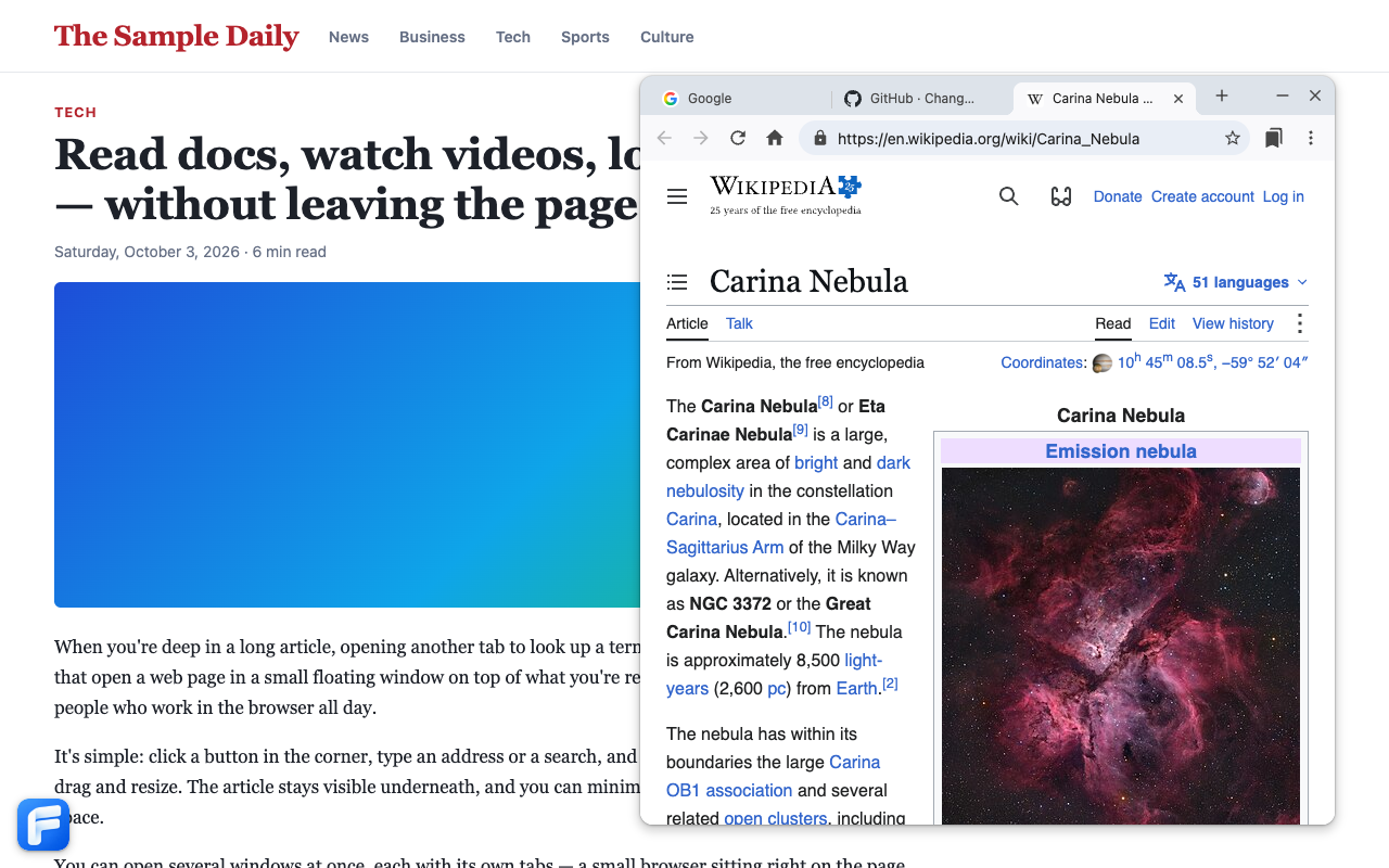 Floatabs screenshot